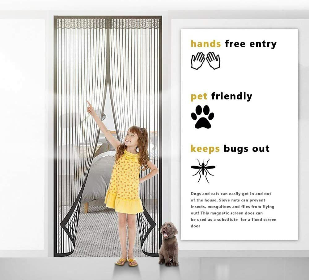 Magnetic Screen Door Mesh Hands-Free Net Mosquito Fly Insect Bug Curtain Closer