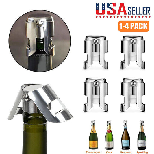 4X Champagne Stopper Champagne Stopper with Stainless Steel Silicone Leak Proof