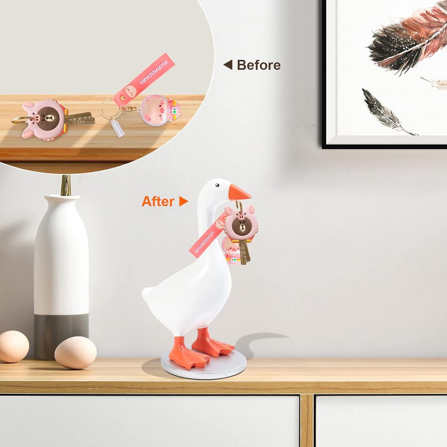 Magnetic Goose Key Holder Cute Home Decor Kawaii Room Office Table Desk Aestheti