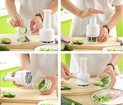 Pressing Vegetable Garlic Onion Food Chopper Cutter Slicer Peeler Dicer White