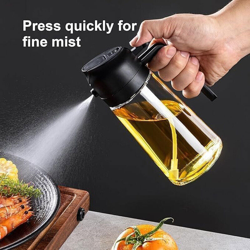 16oz 2-in-1 Olive Oil Spray Bottle for Cooking, BPA-Free Dispenser for Grilling, Baking, Air Fryer, Precise Oil Control & Mess-Free Design