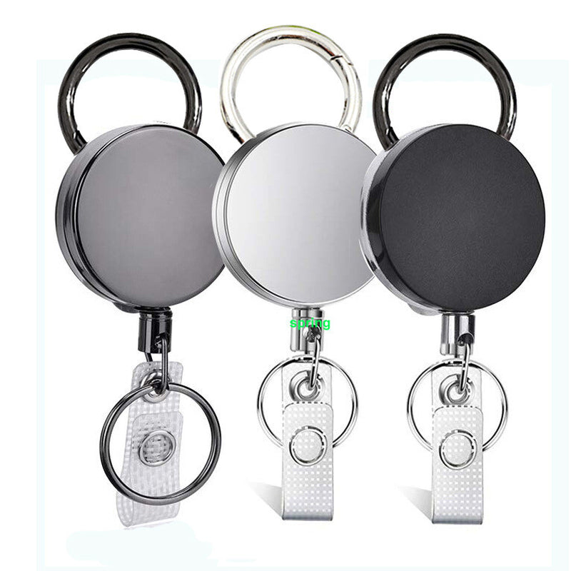 Retractable Badge Reel ID Card Holders Heavy Duty with Belt Clip Key Ring 2Packs