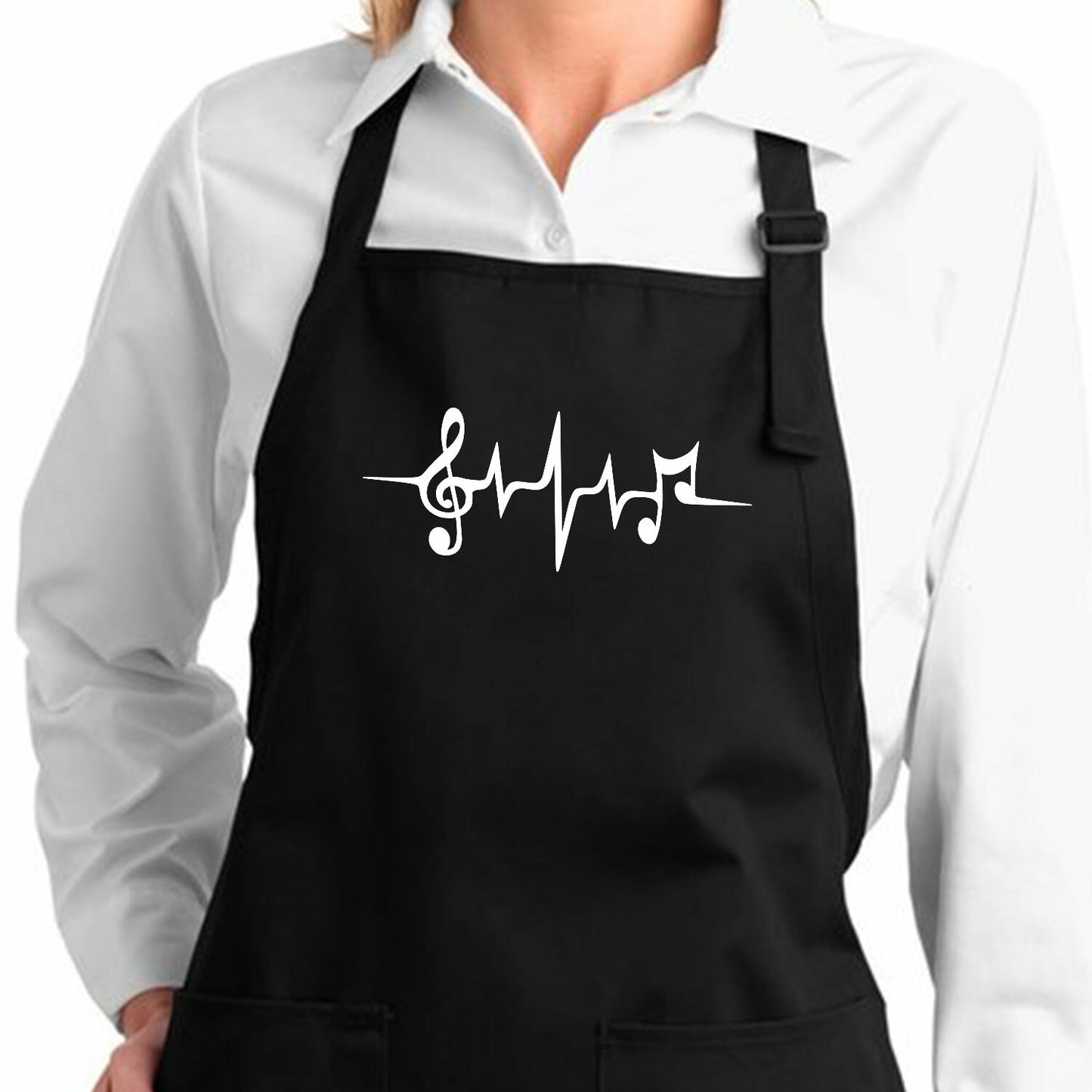 Music Note Beat Apron Kitchen Cooking Cook Barking Grill Pocket Home Chef Gift