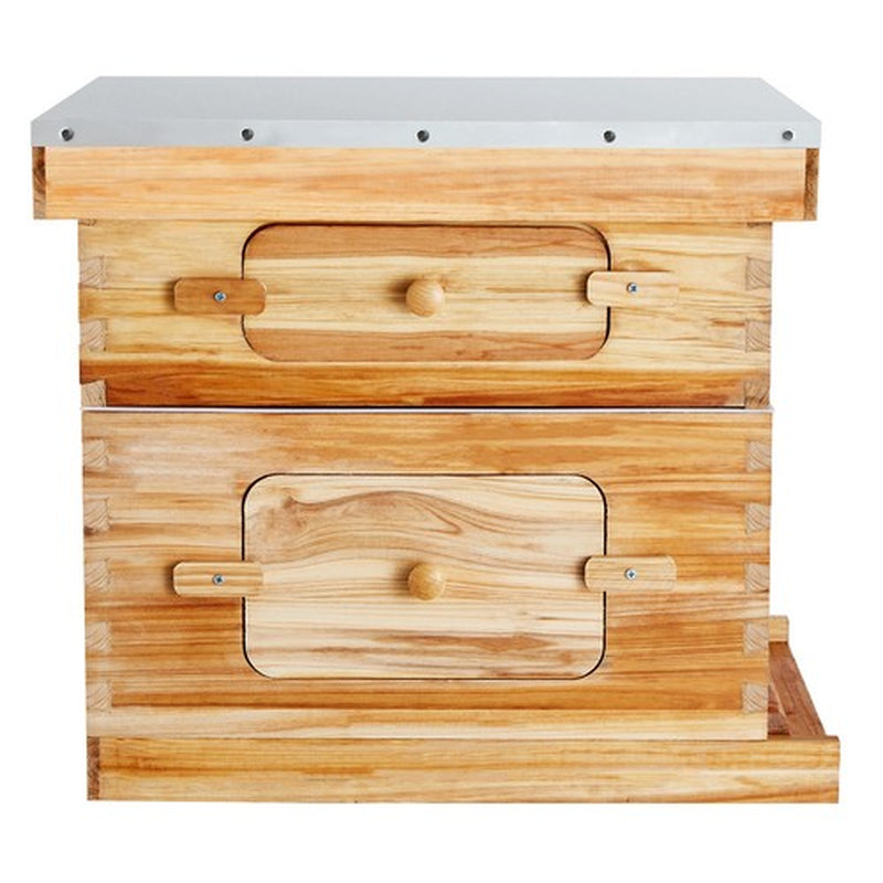 Langstroth Bee Hive Starter Kit, Beekeeping Hive with Transparent Bee Windows & Beeswax Coated Cedar Wood – 20 Frame Durable Outdoor Bee Box 