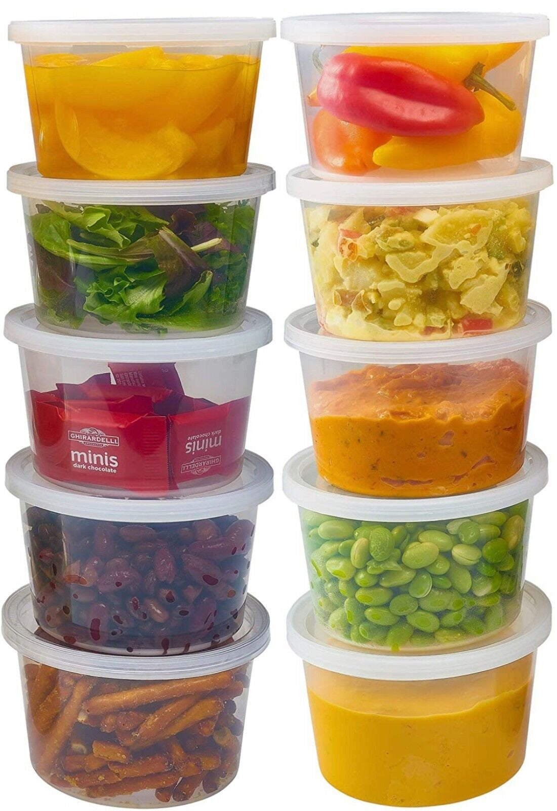 plastic cups lids round emma cham, Reusable 16 oz. Food Containers with Airtight Lids - BPA-Free, Leakproof, Kitchen Storage Utensils Sturdy