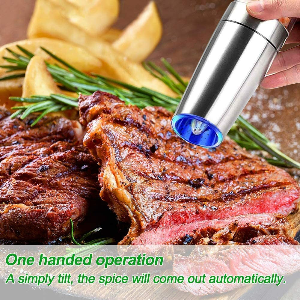 Salt and Pepper Grinder Electric Pepper Mill Stainless Steel Gravity Induction