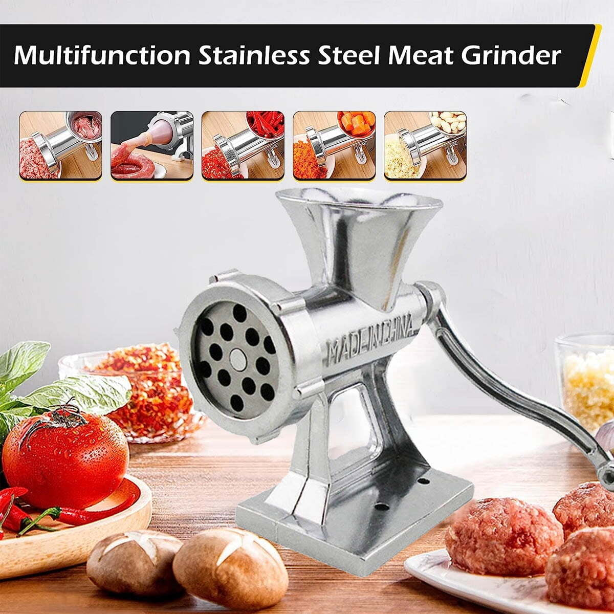 Heavy Duty Meat Grinder Mincer Stuffer Manual Sausage Filler Sauce Maker Machine