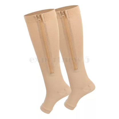 tame impala leg warmers Zipper Medical Compression Support Socks Knee High Open Toe Compression Socks Zip-Up Open Comfort Fit Womenswear Breathable