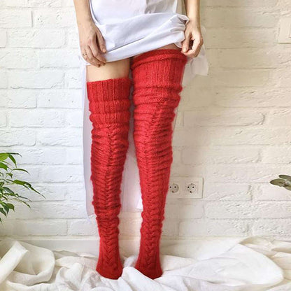 Women Warm Winter Knitted Socks over Knee Long Thigh High Boot Soft Stockings