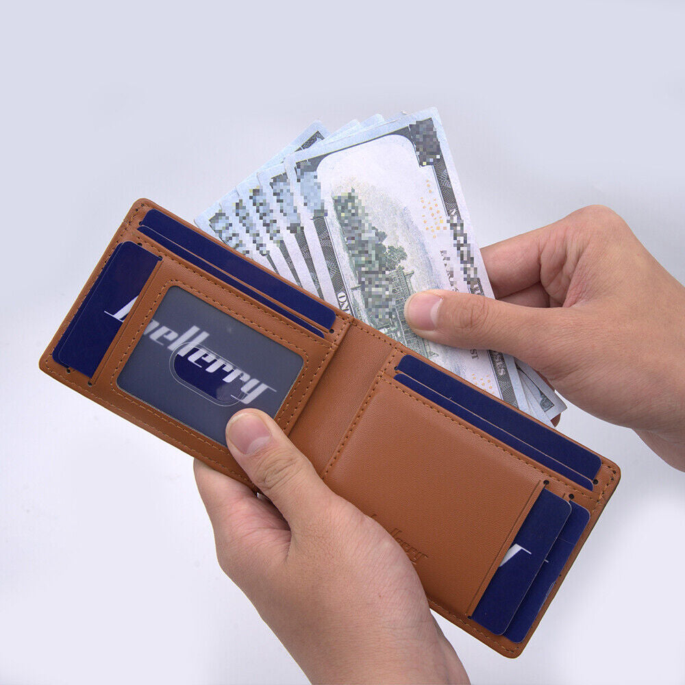 Men's RFID Blocking Wallet Slim Bifold – Minimalist Leather Card Holder for Front Pocket | Stylish & Secure Gift for Anniversary, Birthday, Christmas