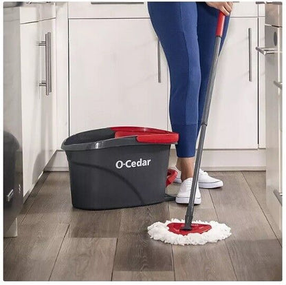 EasyWring Spin Mop & Bucket System - Hands-Free Wringing, Telescopic Handle & 4 Microfiber Mop Heads, Deep Cleaning Floors Effortlessly Adjustable Pet