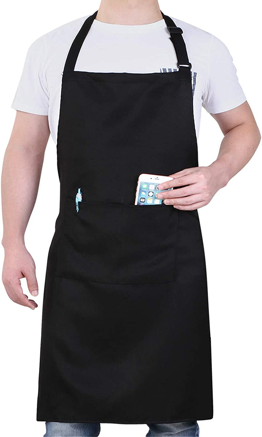 Kitchen Apron Chef Apron for Men and Women Professional for Cooking with Pockets Adjustable Strap Lightweight Washable