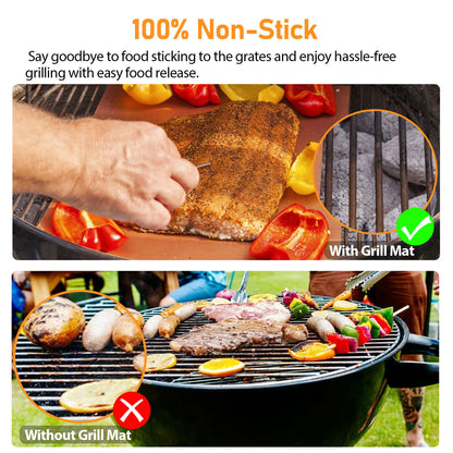 5Pcs BBQ Copper Grill Mats Non-Stick Easy to Cut Oven Sheet Liner Cooking Baking