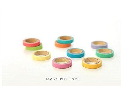 10 Rainbow Writable Washi Tape Set - Paper Masking Sticky Adhesive Craft Tape