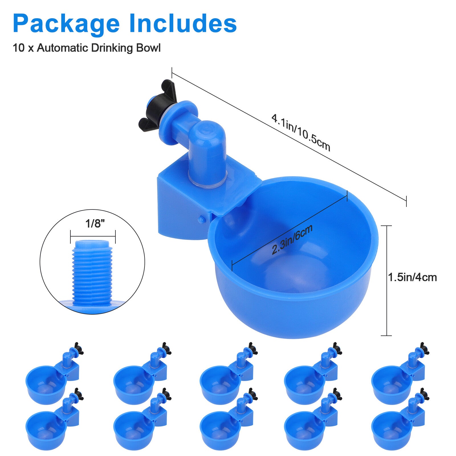 10PCS Automatic Water Cups Poultry Drinker Waterer Chicken Duck Quail Drinking