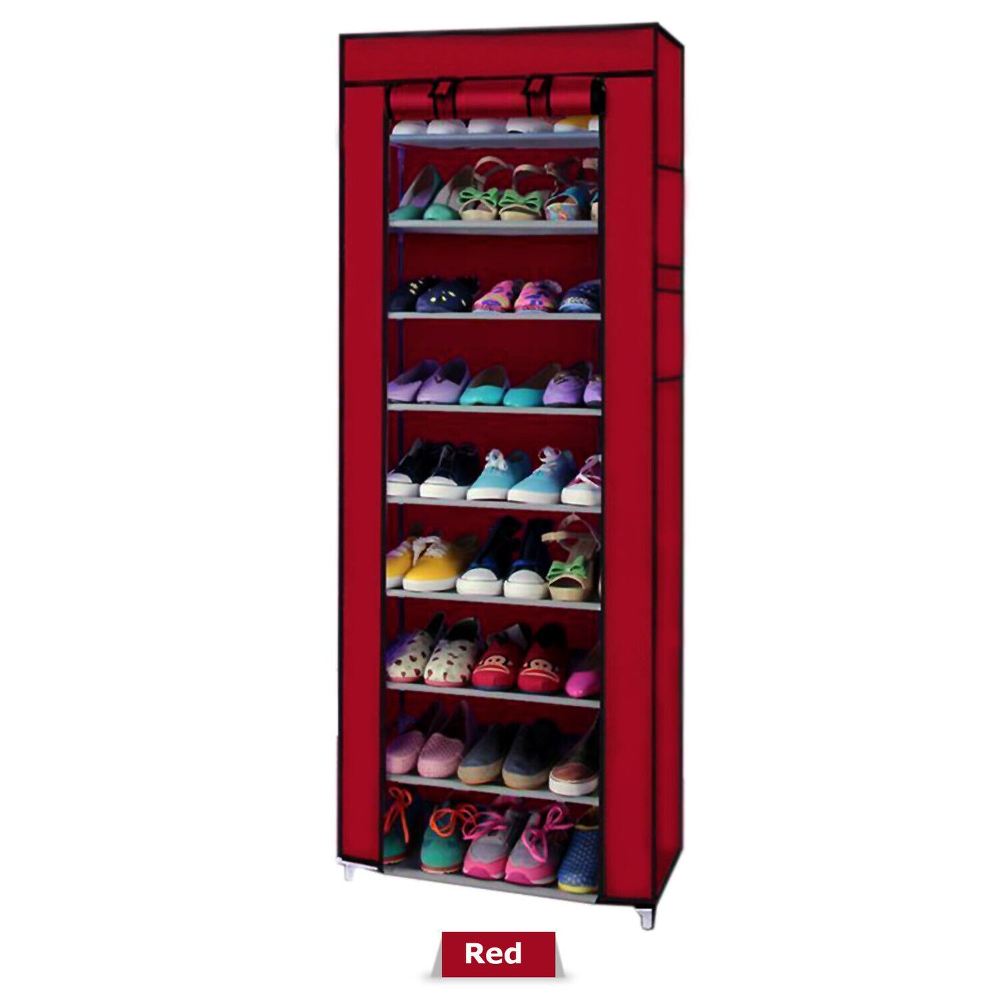 Portable Shoe Rack with Cover | 9-Shelf Storage Closet Organizer Cabinet for Entryway, Bedroom, or Dorm | Space-Saving Shoe Holder for Home Use