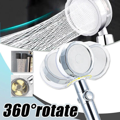 High Pressure Turbo Shower Head 360° Rotated Powerful Water Saving Hand Spray