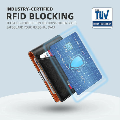 RFID Blocking Men Ultra-Thin Leather Wallet Front Pocket Cash Card Holder Purse