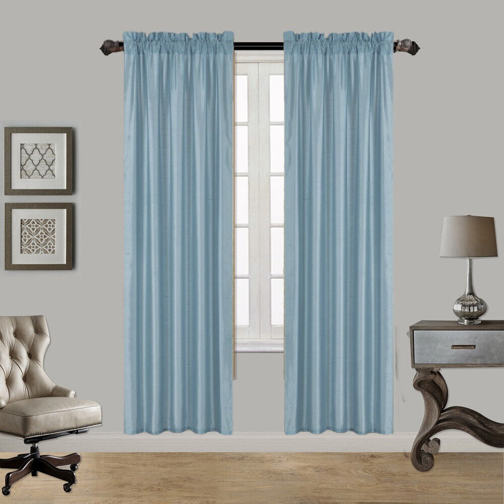 pinch pleat curtains, Unlined Rod Pocket Window Curtain Panels 2 Pack Sheer & Light, Fits 2” Rod, Home Decor Upgrade, 3 Sizes Available – Non-Blackout