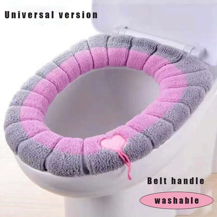 Cozy Bathroom Soft Thicker Stretchable Toilet Seat Cover – Washable & Warmer Cushion Mat for Cold Mornings | Viral Comfort Find
