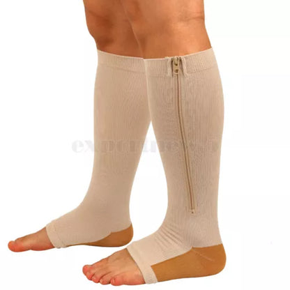 tame impala leg warmers Zipper Medical Compression Support Socks Knee High Open Toe Compression Socks Zip-Up Open Comfort Fit Womenswear Breathable