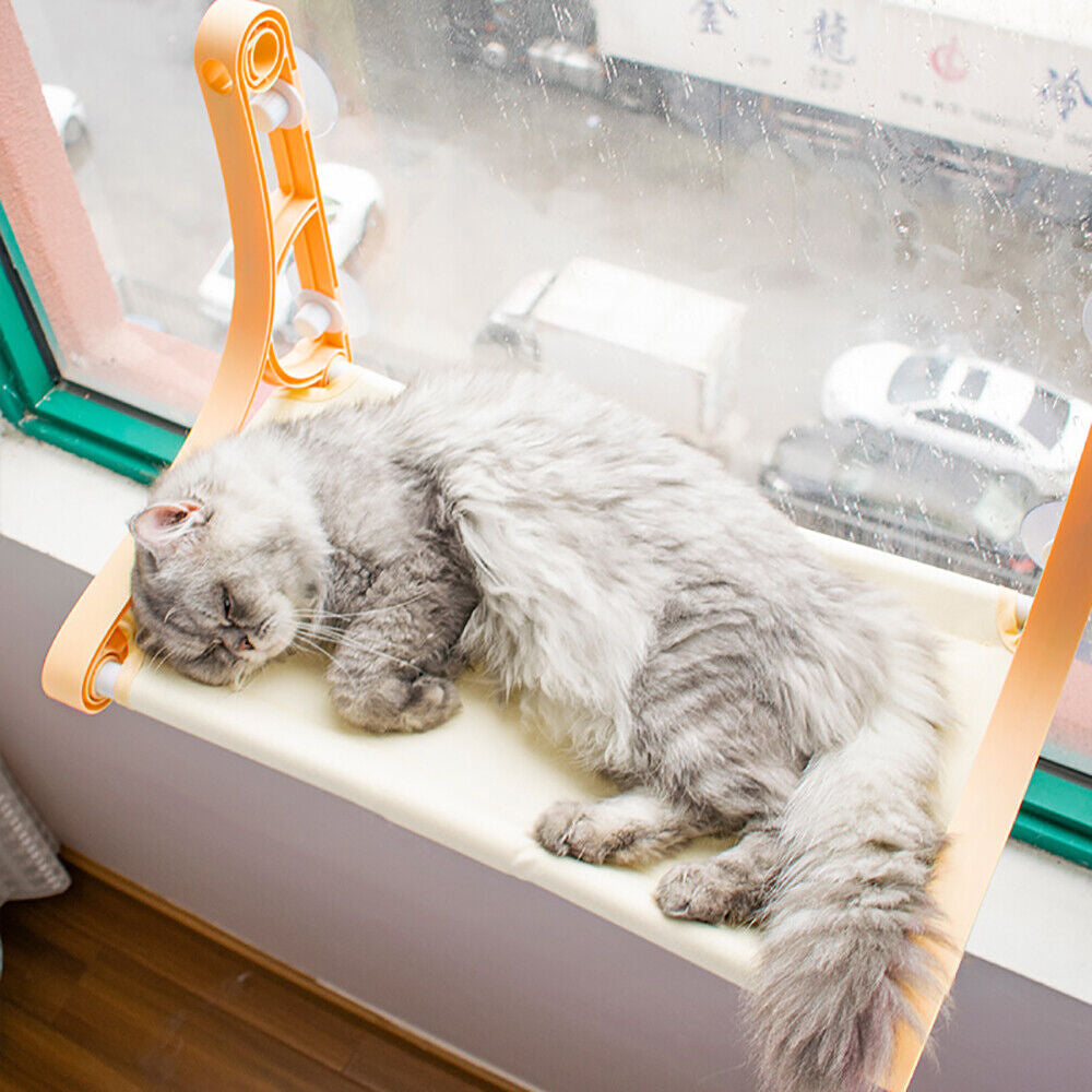 Cat Window Hammock Perch Seat - Strong Suction Cups, Breathable Canvas, Durable Design, Perfect Sunbathing & Birdwatching Spot for Your Furry Friend!