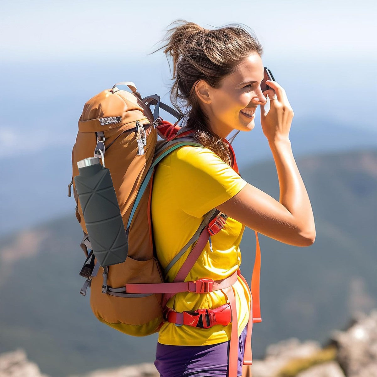 Collapsible Water Bottle,Bpa Free Silicone Reusable Foldable Travel Water Bottle