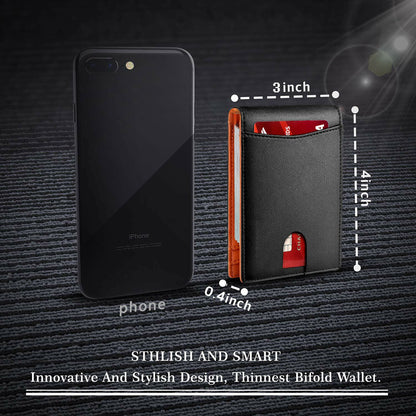 RFID Blocking Men Ultra-Thin Leather Wallet Front Pocket Cash Card Holder Purse
