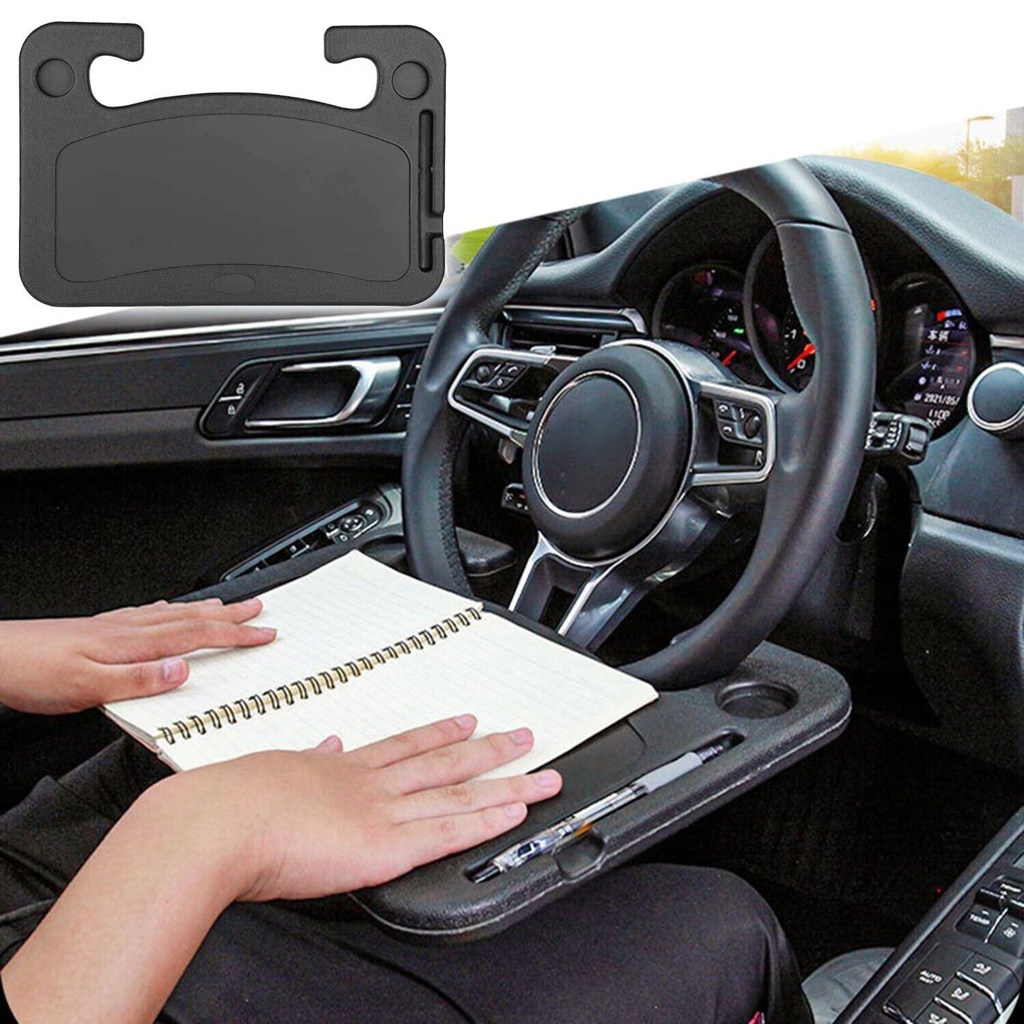 Must-Have Car Steering Wheel Tray Desk – Double-Sided Laptop, Food & Drink Holder! Lightweight, Portable, Perfect for Work, Travel & Drivers