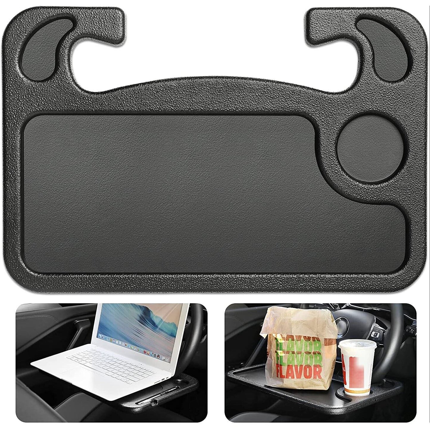 Must-Have Car Steering Wheel Tray Desk – Double-Sided Laptop, Food & Drink Holder! Lightweight, Portable, Perfect for Work, Travel & Drivers