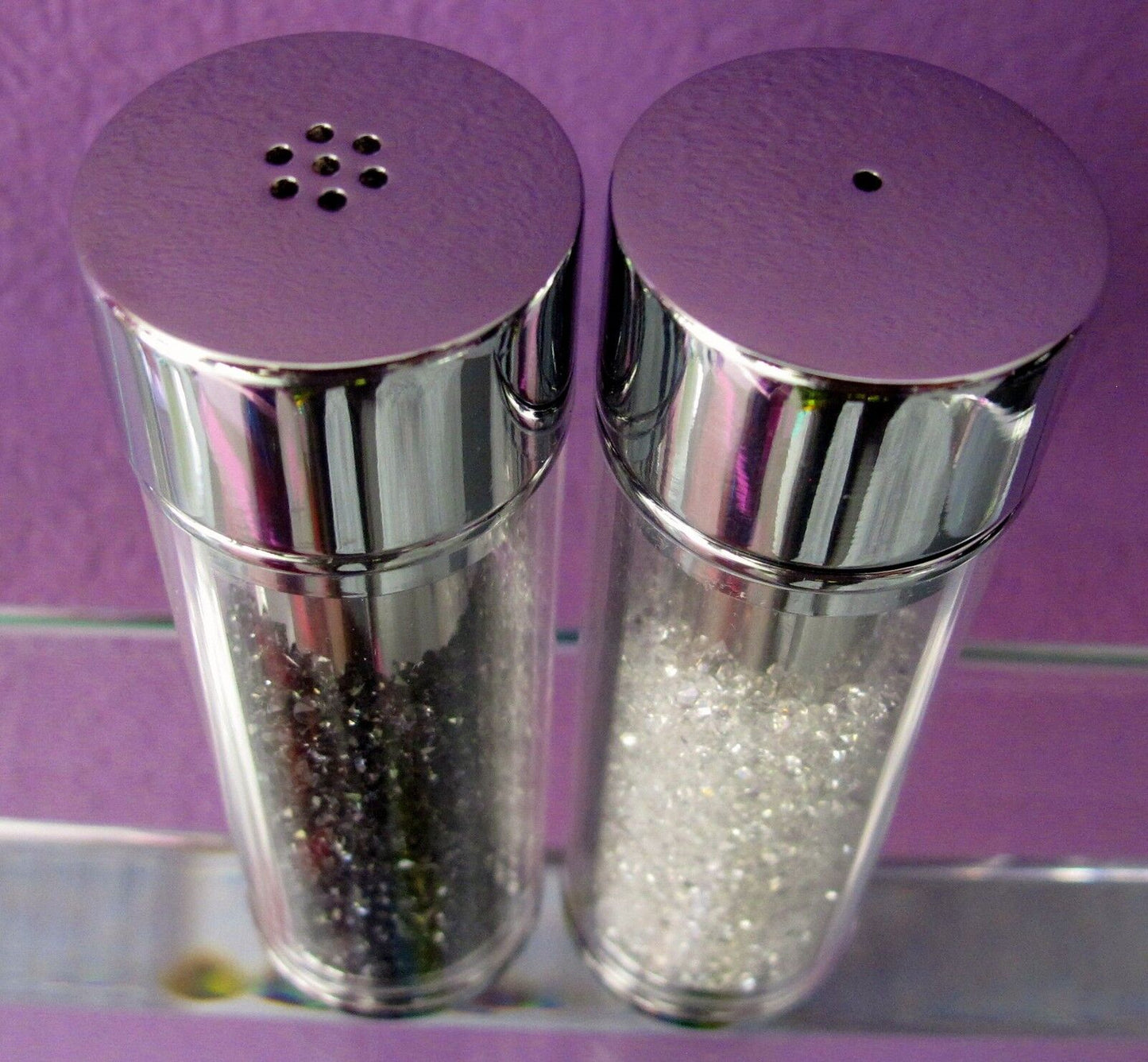 salt pepper shaker, Crystal Salt and Pepper Shakers – Stainless Steel, Filled with Sparkling Swarovski Crystals, Elegant Kitchen & Dining Decor