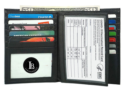 Men'S Genuine Leather Bifold Wallet Hipster Credit Card ID Holder RFID Blocking