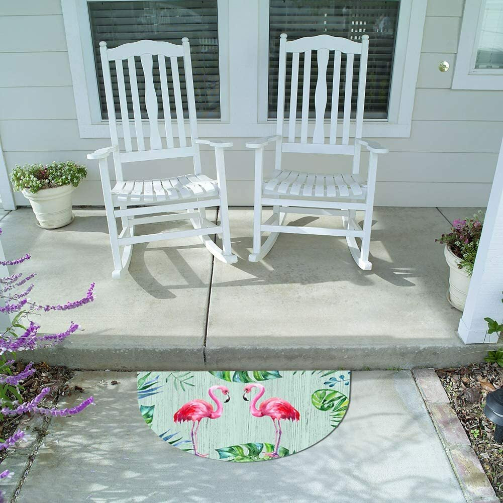 Half round Rubber Door Mat, Decorative Indoor Outdoor Non Slip Front Door Mat