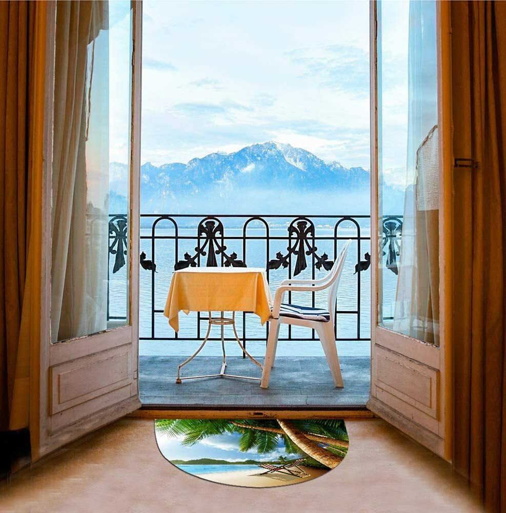 Half round Rubber Door Mat, Decorative Indoor Outdoor Non Slip Front Door Mat