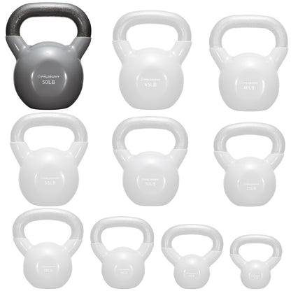 Vinyl Coated Cast Iron Kettlebell, 5 Lbs to 50 Pound Weights