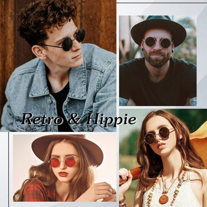 Polarized Retro round Sunglasses Vintage Gothic Steampunk Glasses Men Women USA