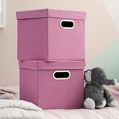 Pink Tote Lids Household Essentials Cube Set with Lids, Pink, 2-Pack