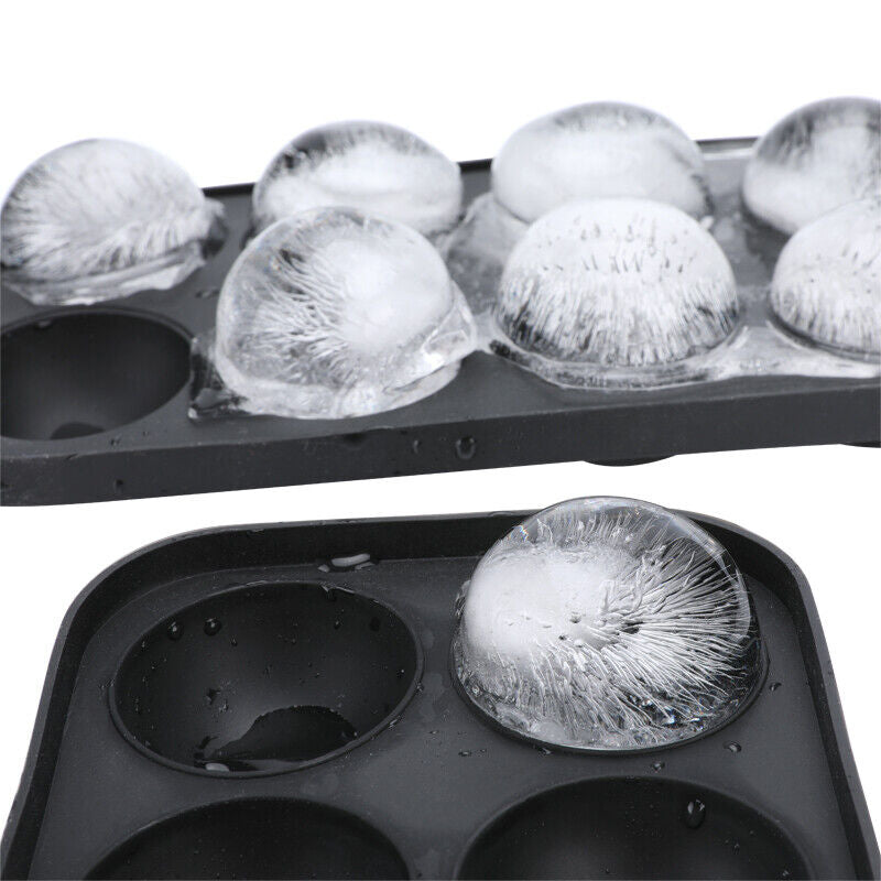 Silicone Ice Cube Ball Maker – 8 Large Round Ice Sphere Molds for Cocktails, Whiskey & More – Food-Grade, Easy Release, Reusable Tray with Funnel