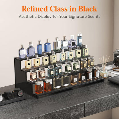 Plastic 12 Inch Dark Cologne Stand, Step Perfume Organizer, Tool-Free Assembl...