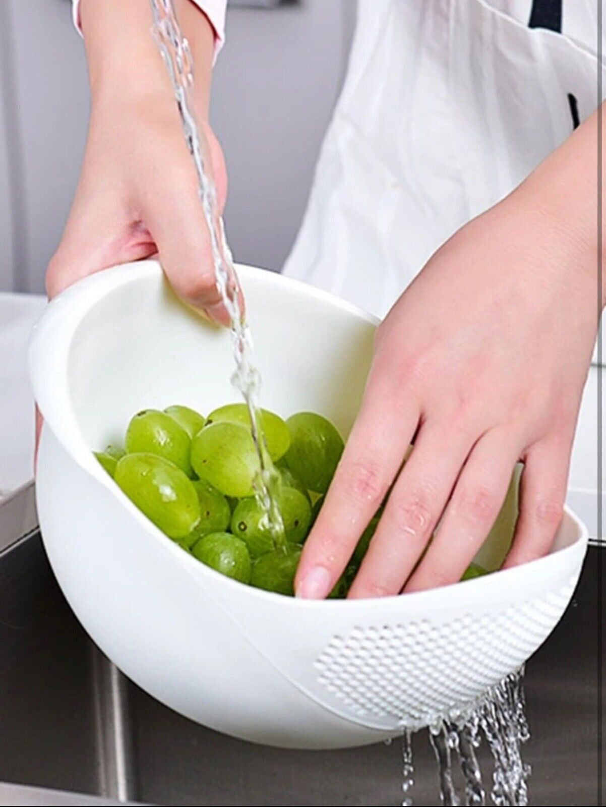 Multi-Function Rice Vegetable Fruit Washer Strainer Bowl, Plastic Kitchen Basket