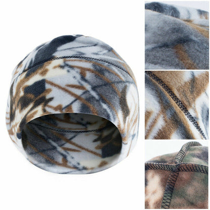 Camo Tactical Thermal Skull Cap Winter Warm Skiing Fleece Beanie Hat Men Womem