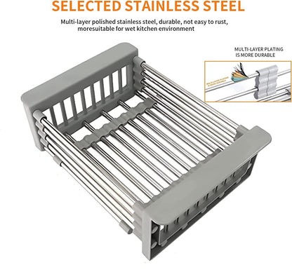 Dish Drying Rack Adjustable Organizer – Stainless Steel, Detachable & Space-Saving, Over Sink Drainer for Plates & Bowls, Fast Drain & Easy Clean Kitchen Holder