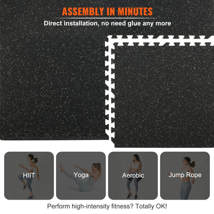 6/12/25 Pack Exercise Floor Mat Interlocking Tiles Foam W/ 24 X24 X 0.5''