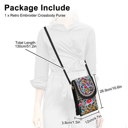Embroidered Crossbody Cell Phone Bag for Women – Small Purse with Adjustable Strap, Stylish & Lightweight for Travel, Shopping & Everyday Use!