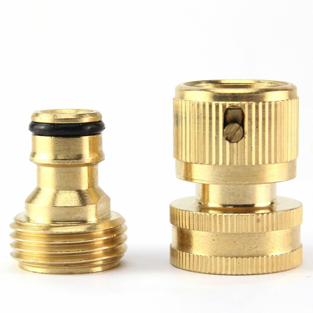 Quick Connect Brass Garden Hose Set 3/4" – Leak-Free, Durable & Easy to Use – Universal Fit for Hose, Spigot & Nozzle – Fast Install & Disconnect