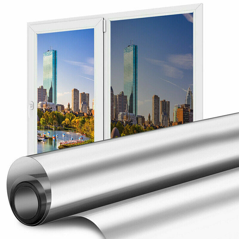 One-Way Mirror Window Film Privacy Tint, Heat Control & UV Blocking! Easy Static Cling, No Glue  Home & Office Glass Protector – Energy Saver! 