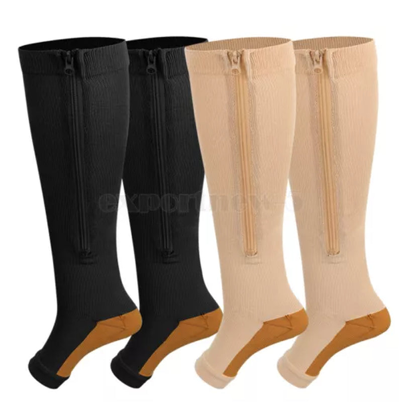 tame impala leg warmers Zipper Medical Compression Support Socks Knee High Open Toe Compression Socks Zip-Up Open Comfort Fit Womenswear Breathable