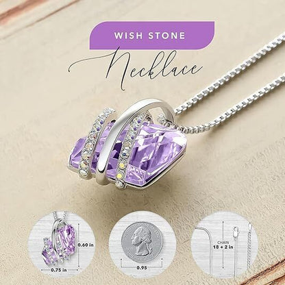 Alexandrite Crystal Leafael Wish Stone Pendant Necklace with Birthstone Crystal