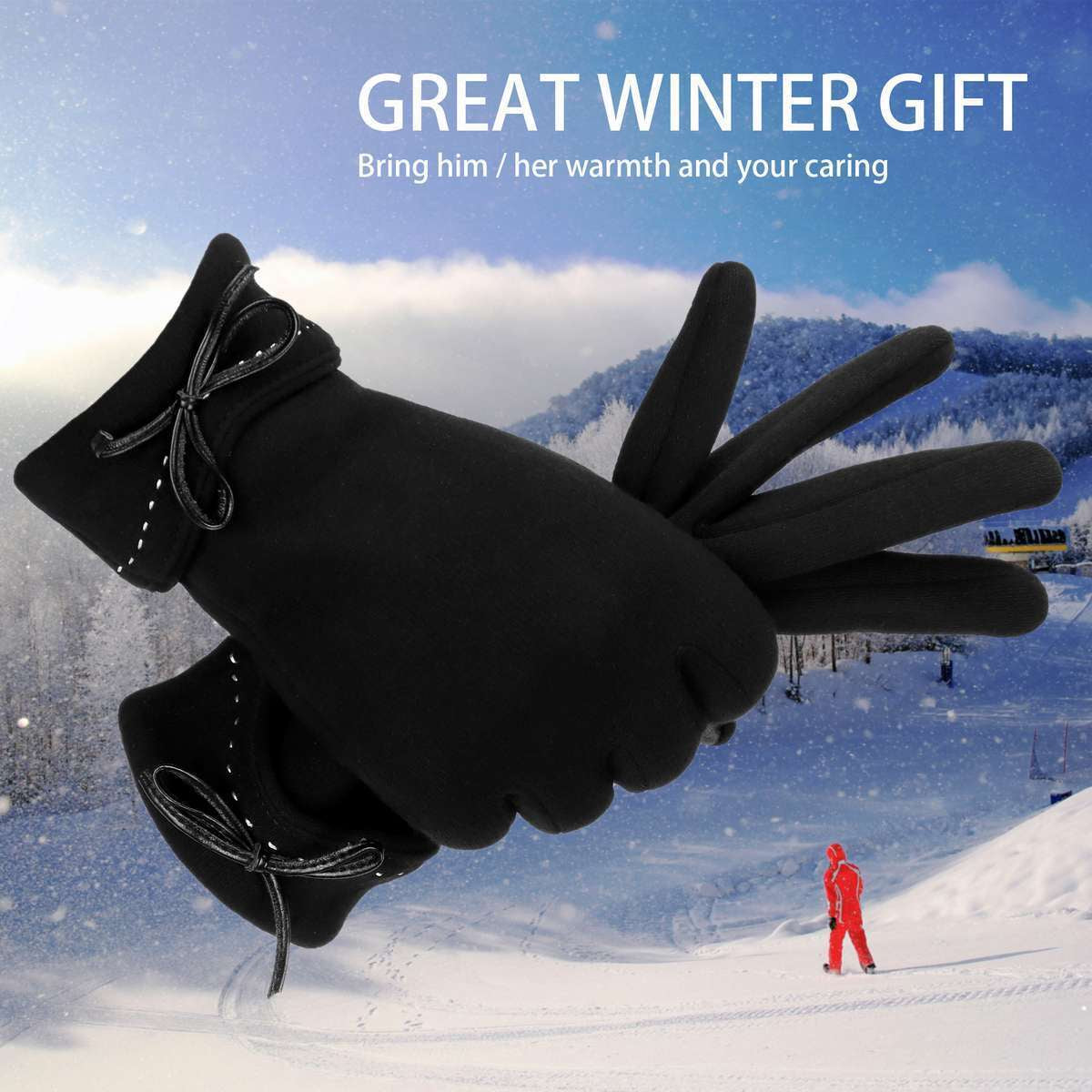 Women’s Warm Cashmere Touchscreen Gloves – Thick, Soft Winter Fleece Gloves for Texting, Typing, Cycling, Stylish Gift for Ladies