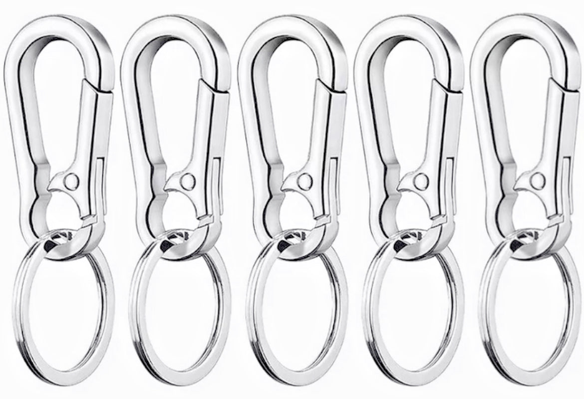 Carabiner Keychain Clip Key Ring Chain Holder – Rust-Free Zinc Alloy, Detachable Ring, Pack of 5/10 – Durable & Stylish Key Holder for Outdoor Use